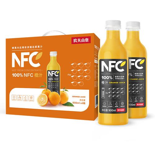 饮料农夫山泉nfc果汁饮料100%nfc橙汁900ml*4瓶 礼盒返回商品页 >